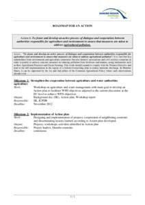 ROADMAP FOR AN ACTION  Action 6: To foster and develop an active process of dialogue and cooperation between authorities responsible for agriculture and environment to ensure that measures are taken to address agricultur
