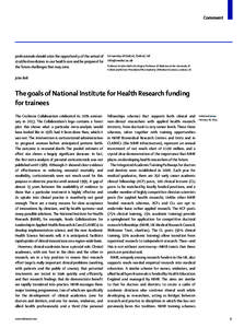 The goals of National Institute for Health Research funding for trainees