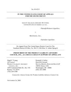 No[removed]IN THE UNITED STATES COURT OF APPEALS FOR THE SIXTH CIRCUIT LOUIS F. GILLIGAN; GREGORY M. UTTER; UNITED STATES OF AMERICA ex rel.,