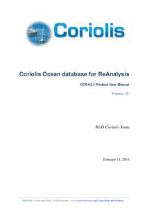 Coriolis Ocean database for ReAnalysis CORA3.4 Product User Manual Version 1.0  R&D Coriolis Team