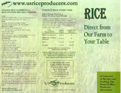 .?www.usric~producers.com ITALIAN RICE CASSEROLE or RICE STUFFED RED BELL PEPPERS Cook: Medium Grain White Rice (4 cups cooked), following the directions on the rice package. (Set aside)
