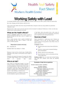 Industrial hygiene / Safety engineering / Toxicology / Health sciences / Lead / Material safety data sheet / Personal protective equipment / WorkCover Authority of New South Wales / Lead poisoning / Health / Safety / Occupational safety and health