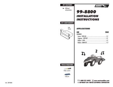 KIT FEATURES  DIN head unit provisions[removed]