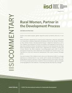 August[removed]Rural Women, Partner in the Development Process Julie Dekens and Vivek Voora