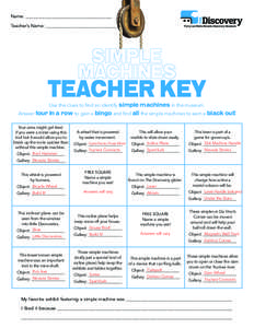Simple Machines Teacher Key