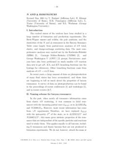 – 1–  N AND ∆ RESONANCES Revised May 2015 by V. Burkert (Jefferson Lab), E. Klempt (University of Bonn), M.R. Pennington (Jefferson Lab), L. Tiator (University of Mainz), and R.L. Workman (George