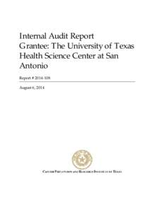 ReportCPRIT Grantee Audit Report UTHSC San Antonio - final w mgmt.docx