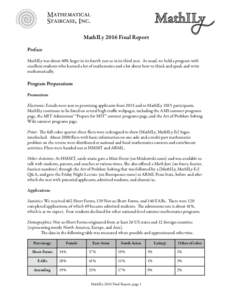 MathIL  Mathematical Staircase, Inc.  MathILy 2016 Final Report