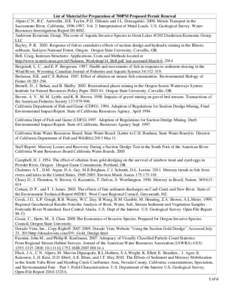 List of Material for Preparation of 700PM Proposed Permit Renewal Alpers C.N., R.C. Antweiler, H.E. Taylor, P.D. Dileanis and J.L. Domagalski[removed]Metals Transport in the Sacramento River, California, [removed], Vol. 2