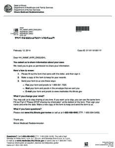 [removed]State of Illinois Department of Healthcare and Family Services Department of Human Services Illinois Medicaid Redetermination