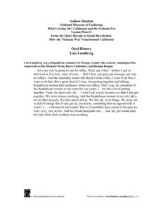 Student Handout Oakland Museum of California What’s Going On? California and the Vietnam Era Lesson Plan #1 From the Quiet Decade to Social Revolution: How the Vietnam War Transformed California