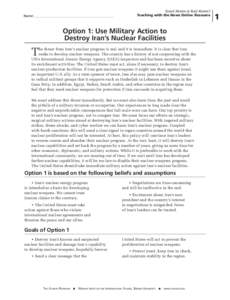 Name:______________________________________________  Good Atoms or Bad Atoms? Teaching with the News Online Resource  Option 1: Use Military Action to