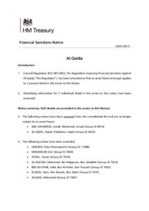 Financial Sanctions Notice[removed]Al-Qaida Introduction 1.