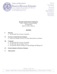 Members  State of Maryland Board of Revenue Estimates Louis L. Goldstein Treasury Building, P.O. Box 466
