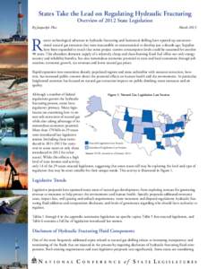 States Take the Lead on Regulating Hydraulic Fracturing Overview of 2012 State Legislation By Jacquelyn Pless	  March 2013