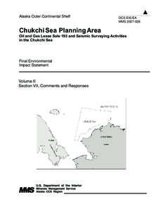 Earth / Bureau of Ocean Energy Management /  Regulation and Enforcement / Deepwater Horizon oil spill / Coastal geography / Environmental impact assessment / Outer Continental Shelf / Chukchi Sea / Environmental impact statement / Impact assessment / Environment / Prediction