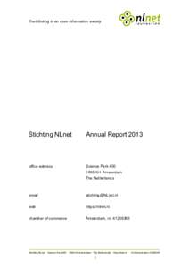 Contributing to an open information society  Stichting NLnet Annual Report 2013