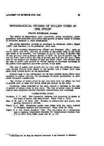 Physiological Studies of Pollen Tubes in the Style