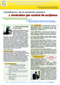 ASSOCIATIONS de PARENTS d’ÉLÈVES INDÉPENDANTES du MAROC le 8 décembre 2011 au Lycée Lyautey, Casablanca