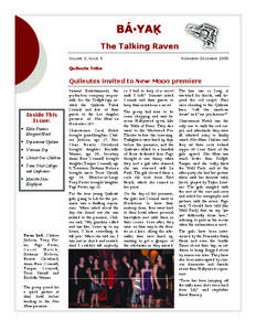 The Talking Raven VOLUME 3, ISSUE 5 NOVEMBER-DECEMBER[removed]Quileute Tribe