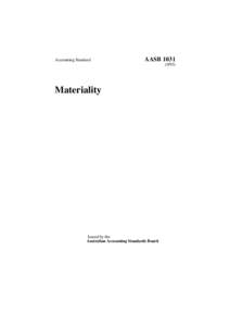 Accounting Standard  AASB[removed]Materiality