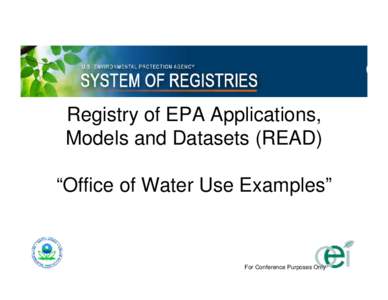 Registry of EPA Applications, Models and Datasets: Office of Water Use Examples (September 2008)