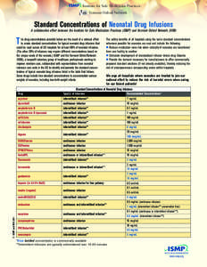 Institute for Safe Medication Practices Vermont Oxford Network Standard Concentrations of Neonatal Drug Infusions A collaborative effort between the Institute for Safe Medication Practices (ISMP) and Vermont Oxford Netwo