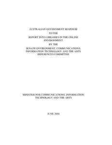Government Response to Senate Inquiry into Libraries in the Online Environment