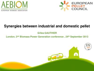 Synergies between industrial and domestic pellet Gilles GAUTHIER London, 2nd Biomass Power Generation conference , 24th September 2013 About AEBIOM European Biomass Association