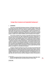 Foreign Direct Investment and Sustainable Development*  I. Introduction