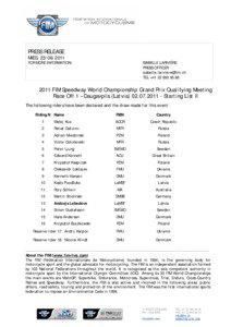 Speedway Grand Prix Qualification / Individual Speedway Junior World Championship