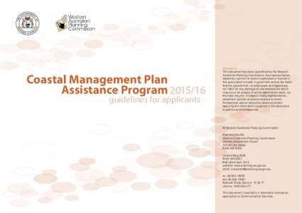 Coastal Management Plan Assistance Programguidelines for applicants Disclaimer This document has been published by the Western