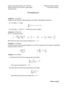 ¨ Informatiker und Lehramt Analysis fur Markus Ulbricht, Kevin Stier, Agnes Radl WSMathematisches Institut