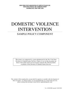 NEW YORK STATE ASSOCIATION OF CHIEFS OF POLICE, INC. EXECUTIVE OFFICES: 2697 HAMBURG STREET SCHENECTADY, NEW YORK[removed]DOMESTIC VIOLENCE INTERVENTION