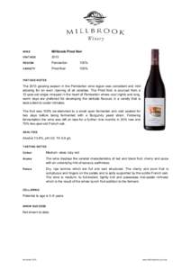 WINE  Millbrook Pinot Noir VINTAGE