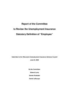 Report of the Committee to Review the Unemployment Insurance Statutory Definition of 