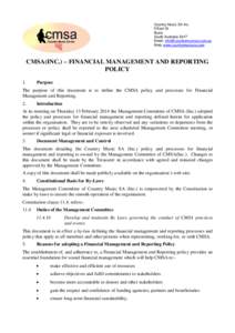 CMSA Financial Management and Reporting Policy v7
