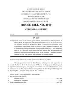 SECOND REGULAR SESSION [TRULY AGREED TO AND FINALLY PASSED] CONFERENCE COMMITTEE SUBSTITUTE FOR SENATE SUBSTITUTE FOR SENATE COMMITTEE SUBSTITUTE FOR HOUSE COMMITTEE SUBSTITUTE FOR