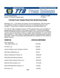 Microsoft Word - Press Release-TTB Settles Trade Practice Investigations.doc