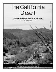 the California Desert CONSERVATION AREA PLAN 1980 as amended  U.S. DEPARTMENT OF THE INTERIOR