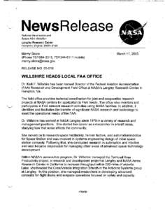 NewsRelease National Aeronautics and Space Administration Langley Research Center Hampton, Virginia[removed]