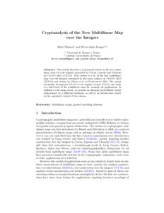 Cryptanalysis of the New Multilinear Map over the Integers Brice Minaud1 and Pierre-Alain Fouque1,2 1  Université de Rennes 1, France