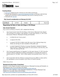 Agenda Item History[removed]LS18.3  Page 1 of 2 Item Tracking Status