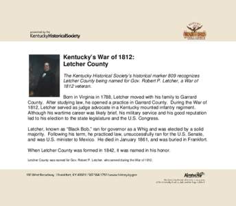 Garrard County /  Kentucky / Letcher /  Kentucky / James Harlan / Kentucky / Robert P. Letcher / Letcher