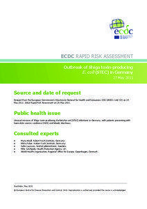 ECDC RAPID RISK ASSESSMENT Outbreak of Shiga toxin-producing E. coli (STEC) in Germany