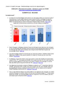 (Version in English next page - Nederlandstalige versie op de volgende pagina ) OCDE (2011), Panorama de la société – Indicateurs sociaux de l’OCDE www.oecd.org/els/social/indicateurs/SAG ÉLÉMENTS CLÉ : BELGIQUE