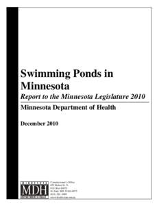 Swimming Ponds in Minnesota: Report to the Minnesota Legislature 2010, December 2010