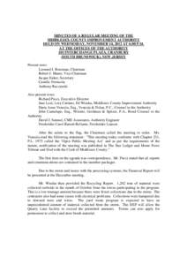 MINUTES OF A REGULAR MEETING OF THE MIDDLESEX COUNTY IMPROVEMENT AUTHORITY HELD ON WEDNESDAY, NOVEMBER 14, 2012 AT 6:00 P.M. AT THE OFFICES OF THE AUTHORITY 101 INTERCHANGE PLAZA, CRANBURY (SOUTH BRUNSWICK), NEW JERSEY