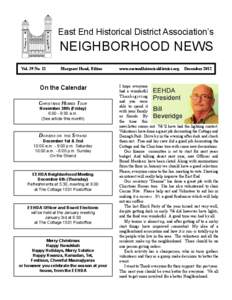 East End Historical District Association’s  NEIGHBORHOOD NEWS Vol. 39 No. 12