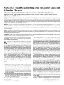 Brain / Melanopsin / Seasonal affective disorder / Photosensitive ganglion cell / Melatonin / Light therapy / Neuropsychopharmacology / Major depressive disorder / Hypothalamus / Biology / Anatomy / Circadian rhythms